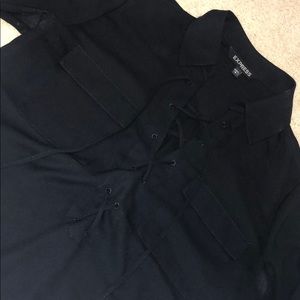 Adorable Lace Up Collared Blouse